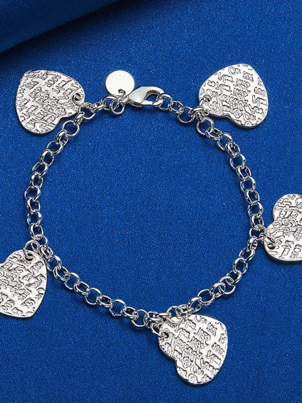 925 Silver Heart Charm Bracelet - Women Jewelry
